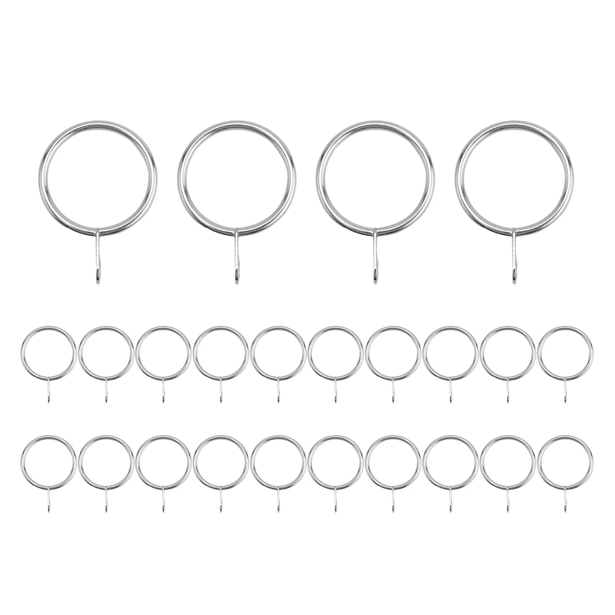 

24 Pack Metal Curtain Rings, 30mm Internal Diameter Eyelets for Curtain Poles, Rods and Drapery, Silver