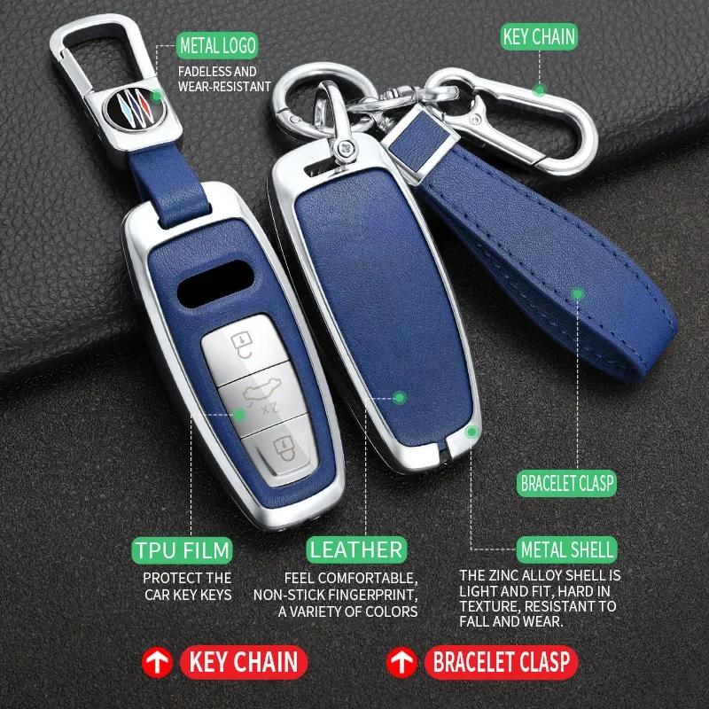 Zinc Alloy Car Remote Key Fob Case Cover Shell For Audi A4 B9 A5 A6 8S 8W Q5 Q7 4M S4 S5 S7 TT TTS TFSI RS Keychain Accessories 4