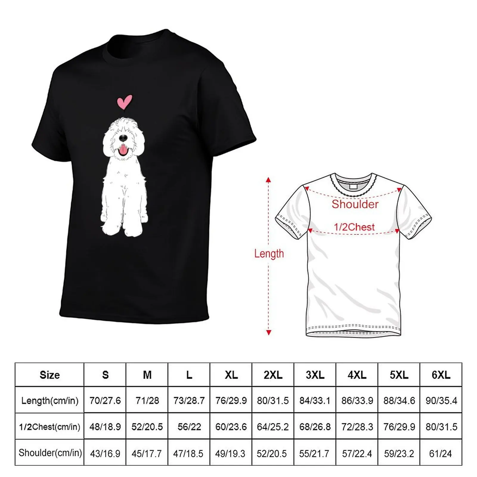 LOVE White Sheepadoodle T-Shirt man t shirts cotton t shirt for man 100 percent cotton T-Shirt