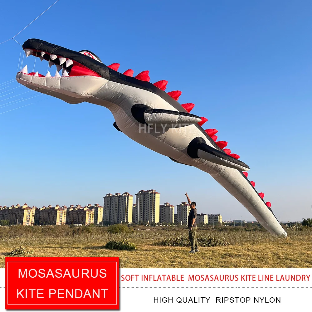 HFLY New Arrival Soft Inflatable Large 12/18m Mosasaurus Kite Line Laundry for Adults High Quality Azure Dragon  Kites Pendant