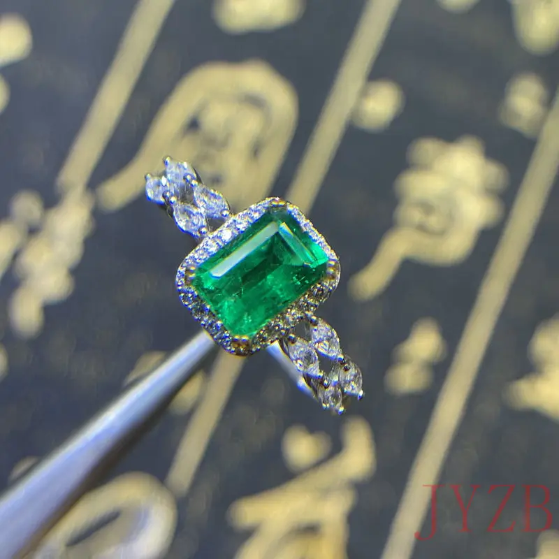 

AAAA Natural Colombian Emerald Female ring 925 sterling silver Gift gift 5X7MM