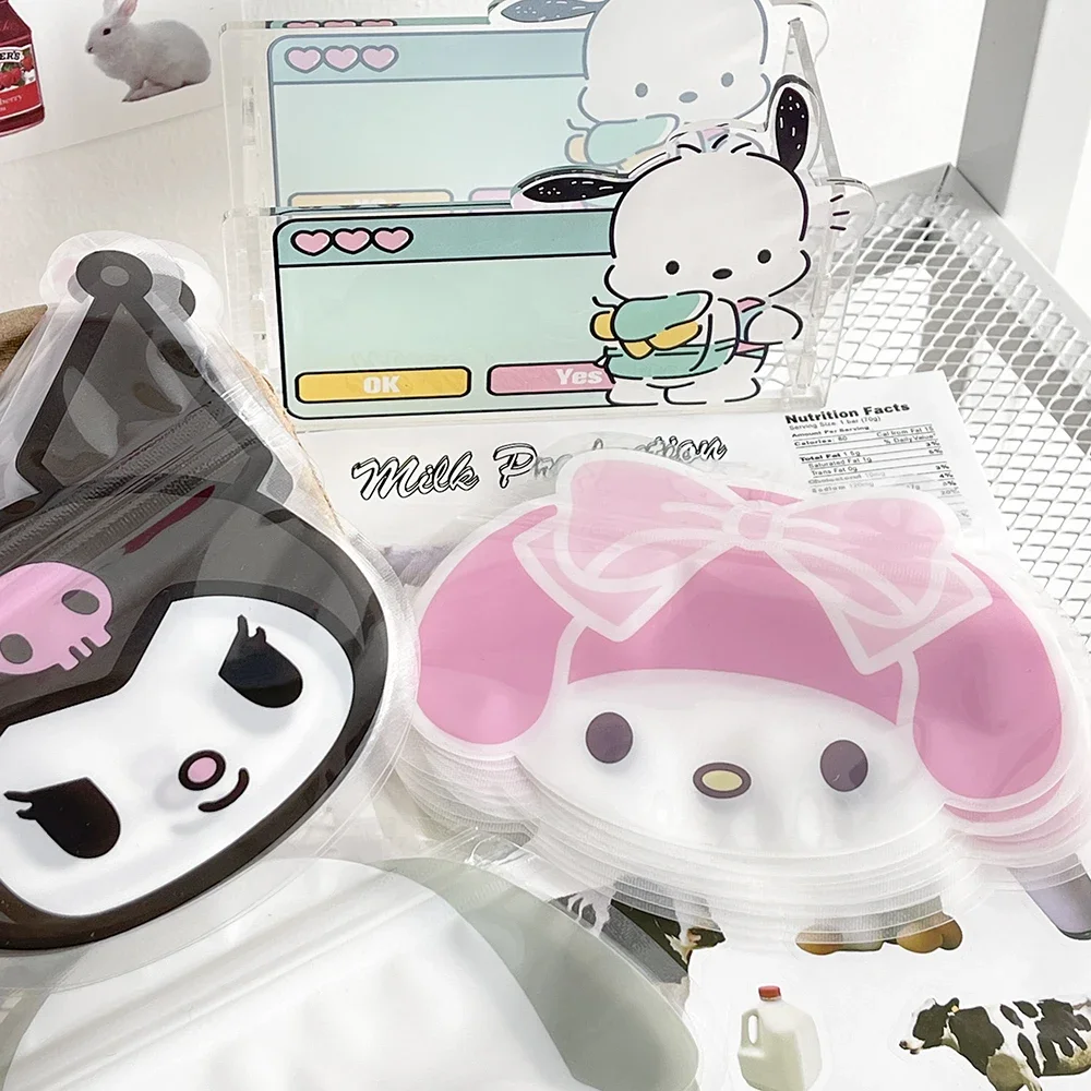 Kawaii Sanrio Cinnamoroll Pochacco sacchetto di immagazzinaggio trasparente sacchetto a chiusura lampo Cartoon Kuromi My Melody sacchetto conservante sacchetto sigillabile