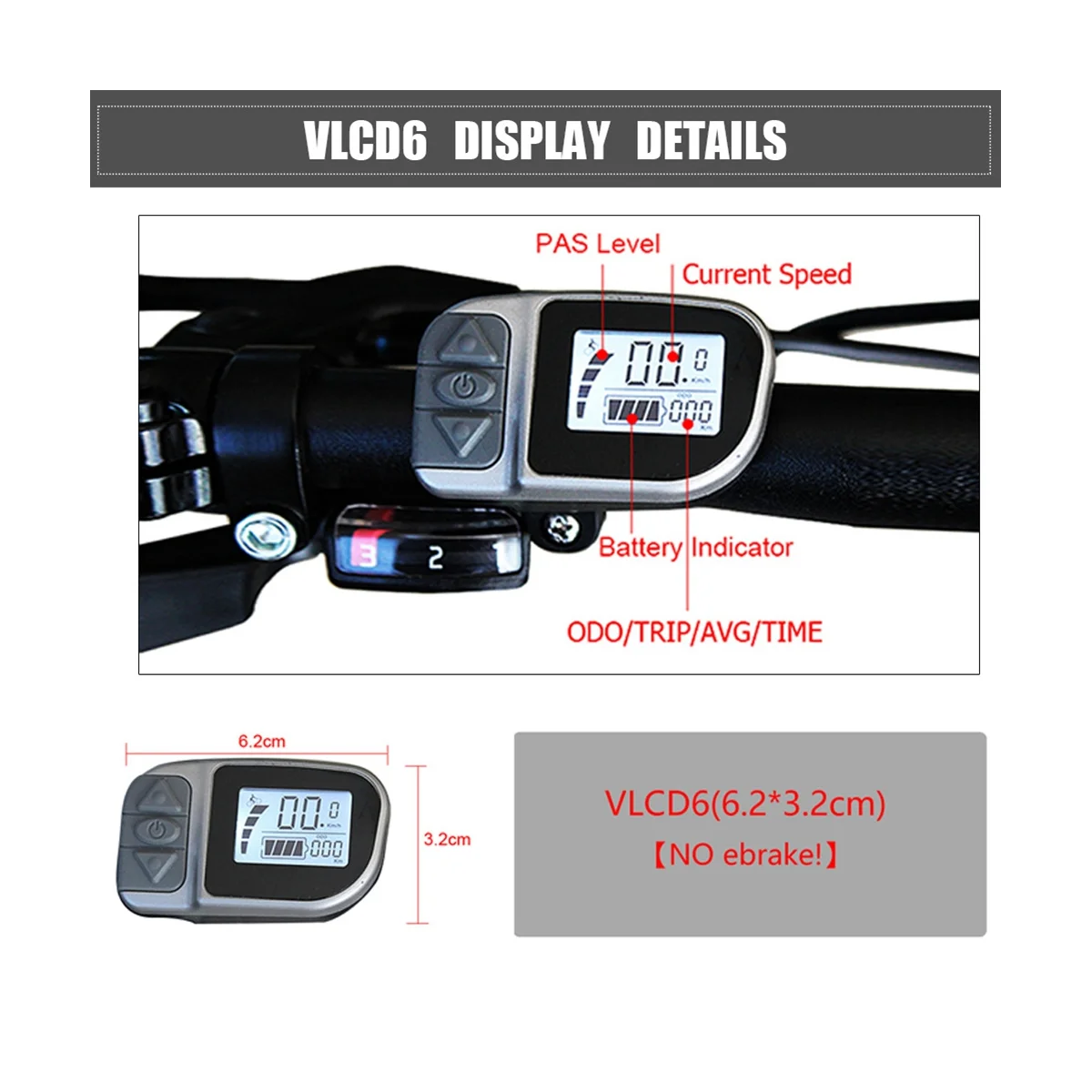 Ebike Dsiplay VLCD6 6Pin LCD Display for TONGSHENG TSDZ2 Electric Bicycle Central Mid Motor