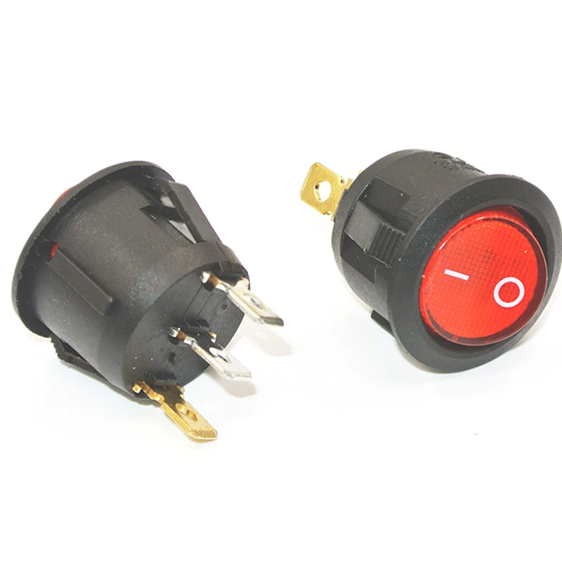 1pc Red Green Blue ON/OFF Round Rocker Toggle Switch 6A/250VAC 10A 125VAC Power Switch cap with Plastic Push Button Switch 3PIN