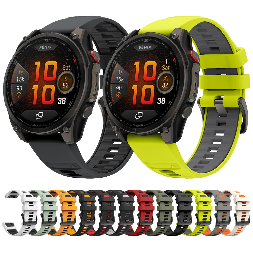 

Sport Silicone Band For Garmin Fenix 8 Pro 47mm 51mm AMOLED/MicroLED/E 7 7X 6 6X 5 5X/Tactix/Epix QuickFit 26mm 22mm Watchband