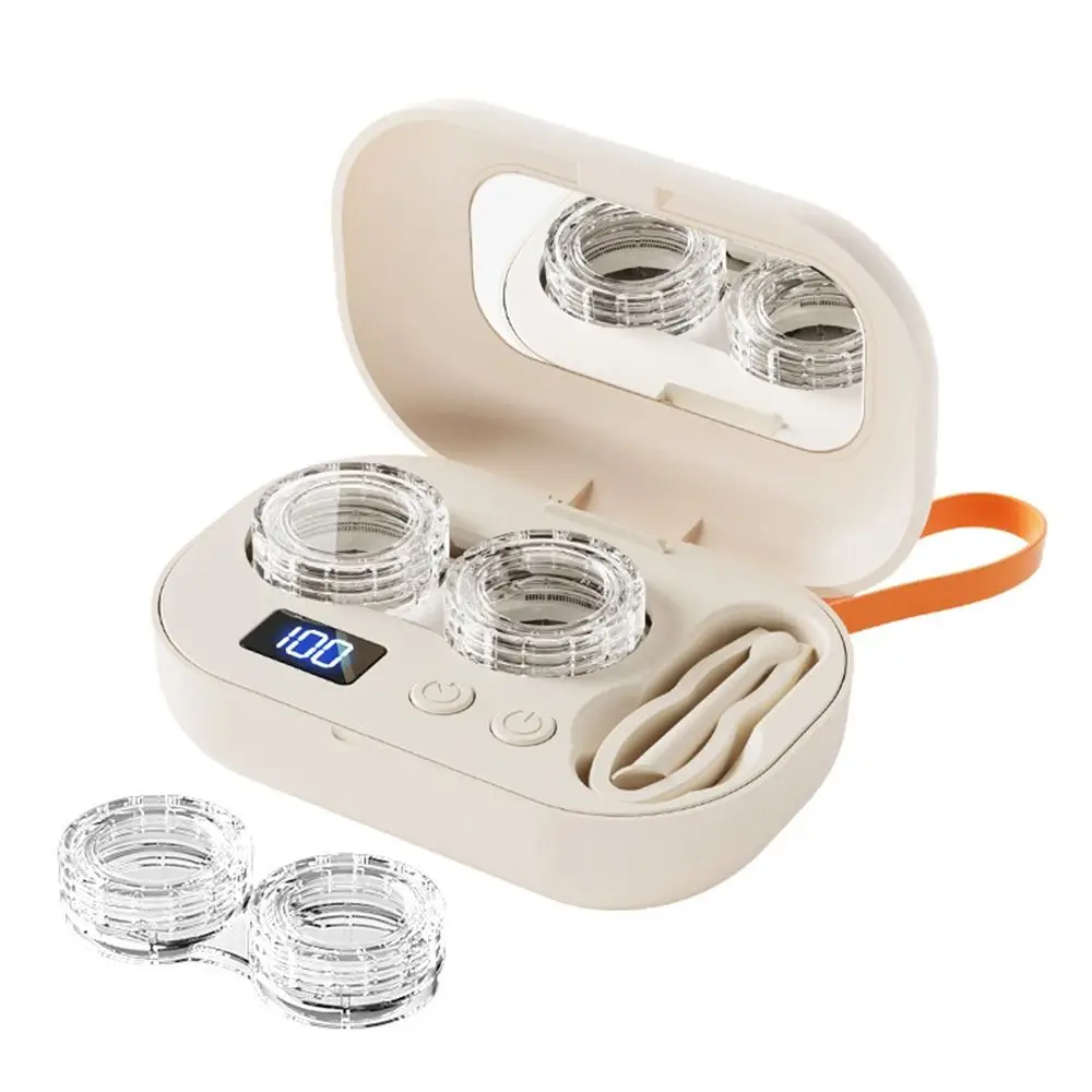 Ultrasonic Contact Lens Cleaner Full-automatic Smart Timer Contact Lens Cleaning Machine Rechargeable Portable