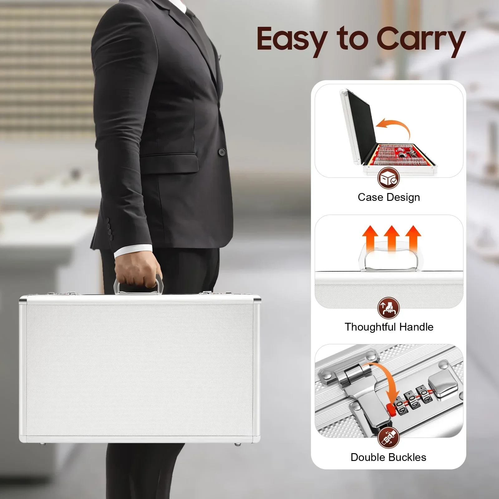 Zestaw soczewek próbnych optycznych, 266 szt. soczewek próbnych, metalowa oprawka do soczewek okulistycznych, z metalową aluminiową walizką + darmowa oprawka próbna