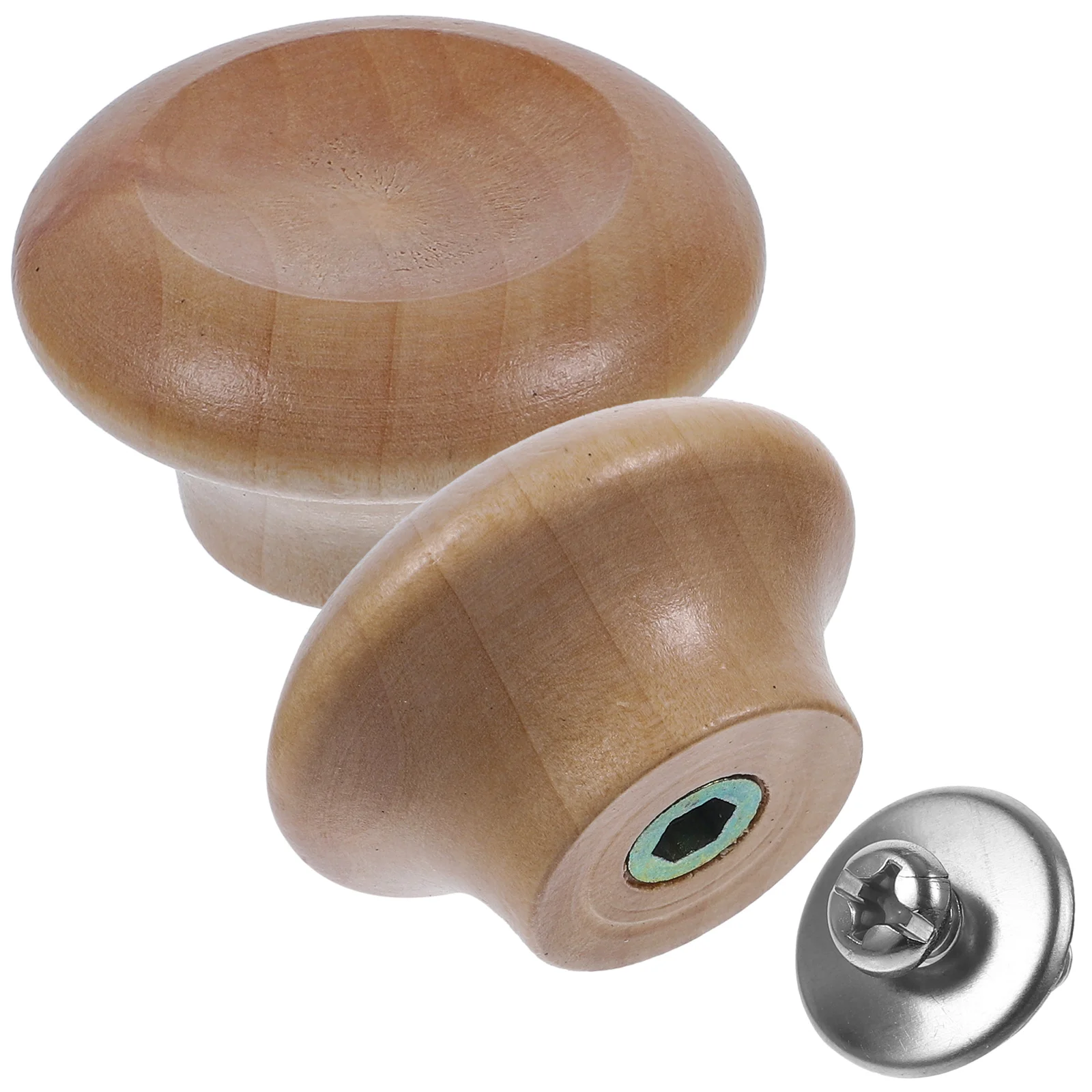 2 Pcs Solid Wood Pot Cap Top Bead Mini Skillet Pan Knobs Handle Kitchen Cover Universal Wooden Handles Small Compact