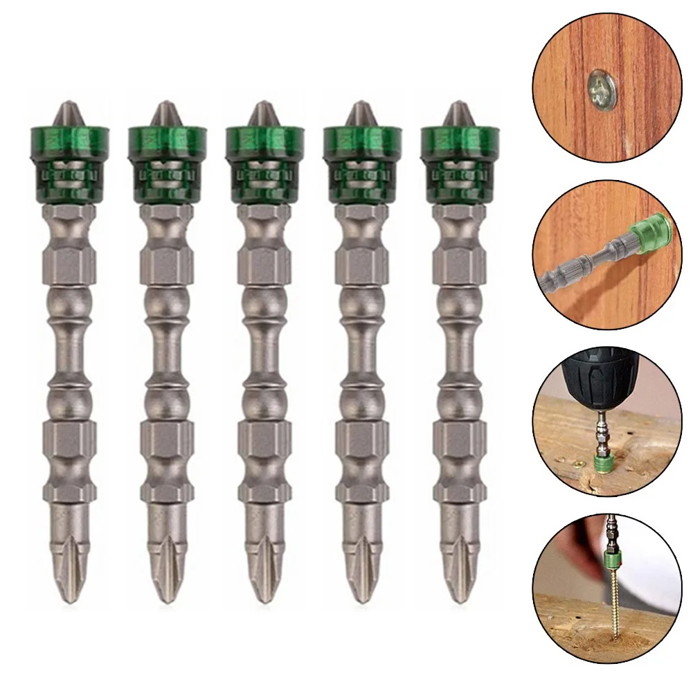 

5pcs PH2 Hardness 65mm Double Cross Head Screwdriver Bit Set Magnetic Electric Screwdriver Bits PH2 Phillips Screw Driver Bit