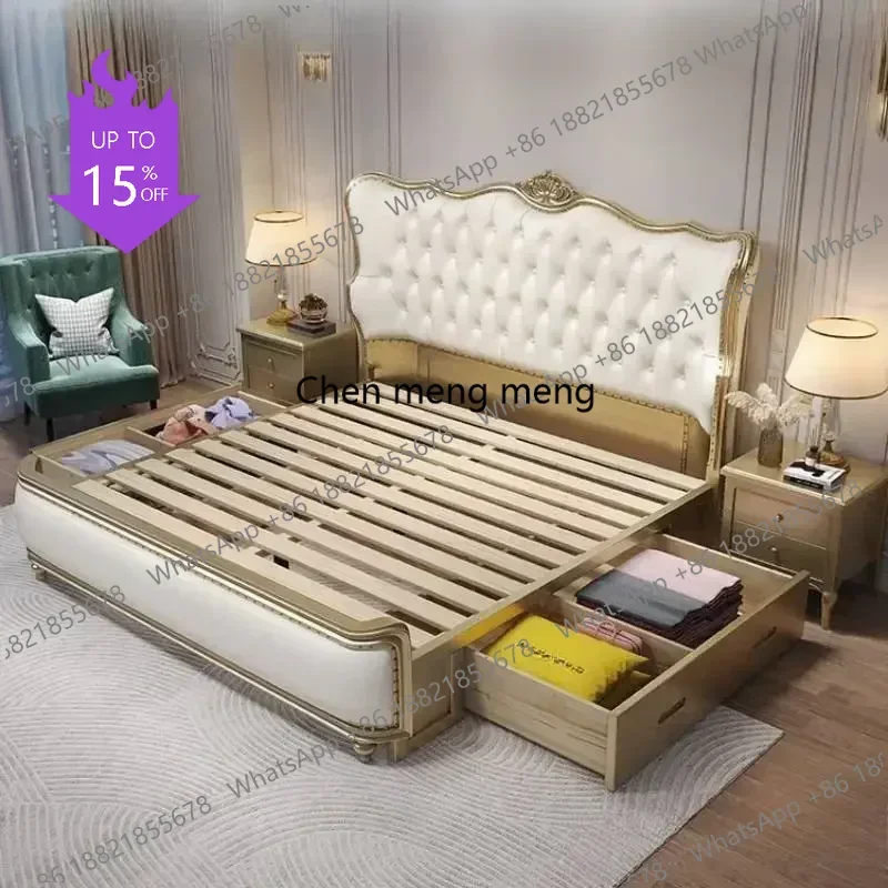 

Двуспальная кровать Double Elegant Queen European: уникальный роскошный комплект для спальни, современная японская эргономичная кровать-чердак, мебель для салона