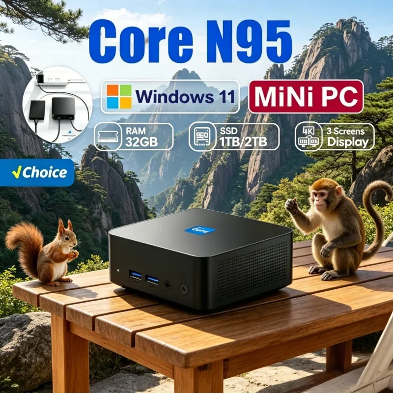 

Lucent 2026 Petite MINI PC Windows 11 Pro Core N95 16GB RAM 1TB SSD WIFI 6 BT5.2 4K HD Quick Diversion Gaming Home Learning