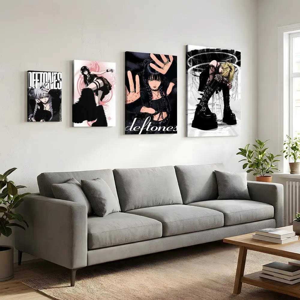 Y2K Gothic Anime Rock Girl Framed Wall Painting HD Canvas Wall Art Print | Optional Frame | Modern Hallway Home Wall Decor
