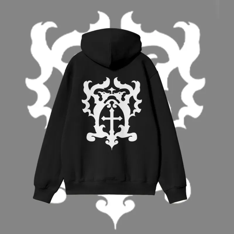 

2025 Autumn and Winter 100% Cotton Cross Blazon Print Hoodie High-end Luxury Is for Both Men and Women Top Y2k