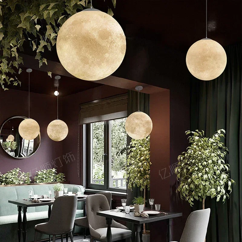 Imagem -03 - Modern Moon Led Chandeliers For Living Room Decor Pendant Lights Restaurante Café Bar Pendurado Lâmpada Luminária Jantar Iluminação