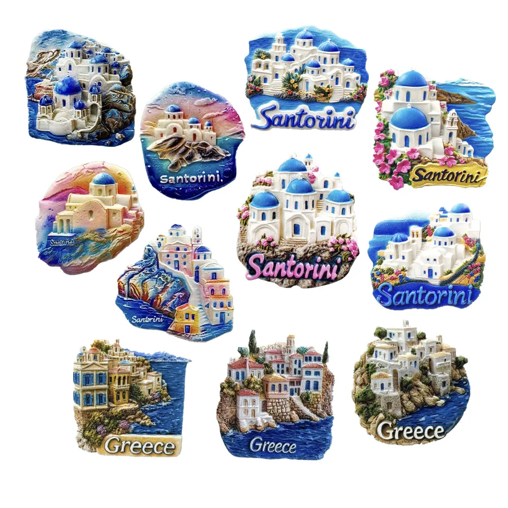 Europe Greece Santorini Resin 3D Fridge Magnets Tourism Souvenir Refrigerator Sticker Handicraft Gift