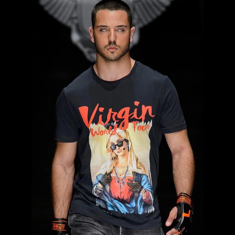 2026 European and American High Street Retro Trend Ins Female Queen Victoria Printed T-shirt Heavy Cotton Loose Size Half Sleeve