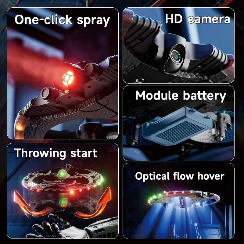 Aerial Photography MINI UFO Remote Control Quadcopter 2.4G 8K One Key Spray 6 Lighting Mode Optical Flow Hover WIFI FPV RC Drone