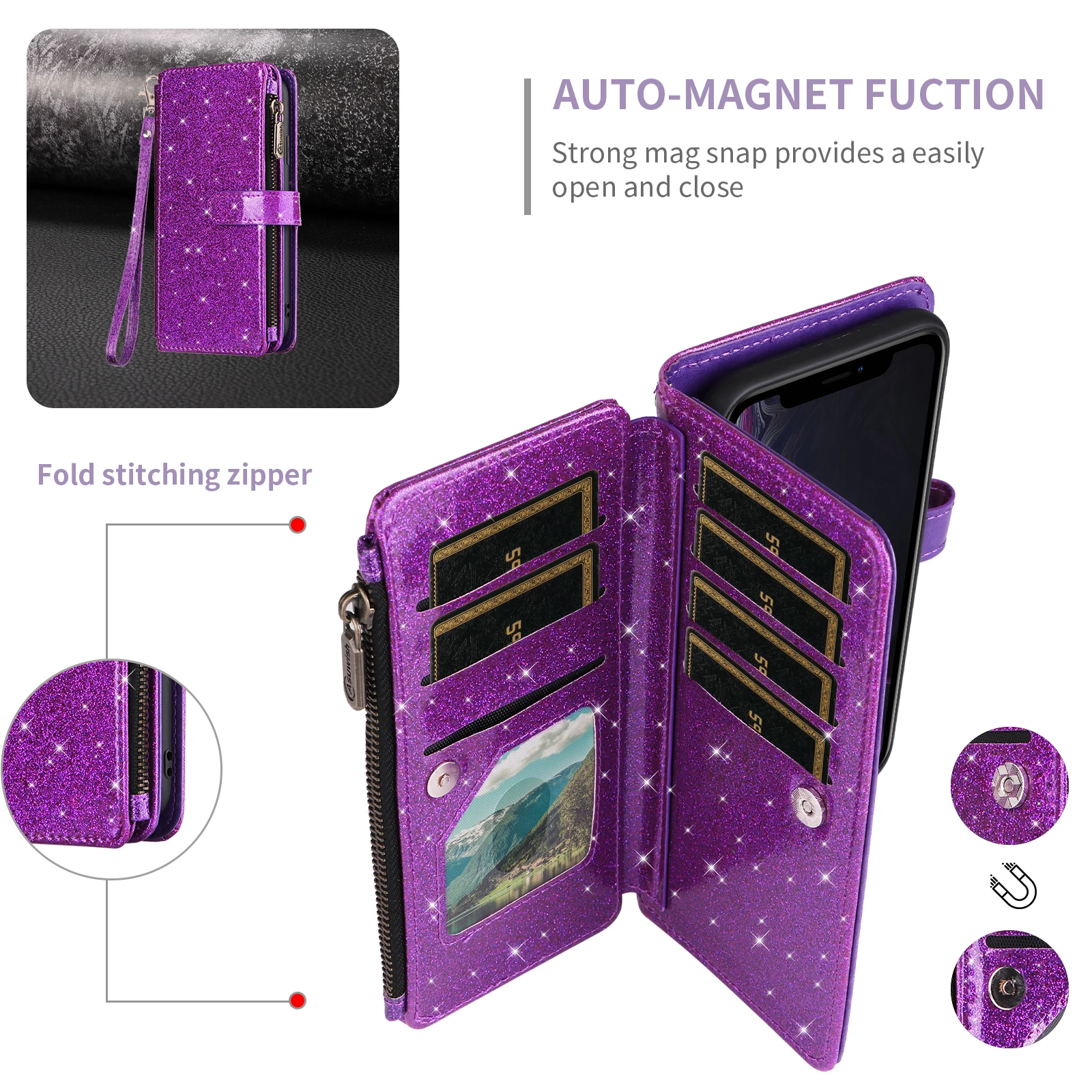 Etui z klapką na telefon Samsung Galaxy S25 S24 S23 S22 S21 + Plus Ultra FE A06 A05S A14 A15 A16 A24 A25 A34 A35 A55 A54 A53 — zdjęcie produktu 4