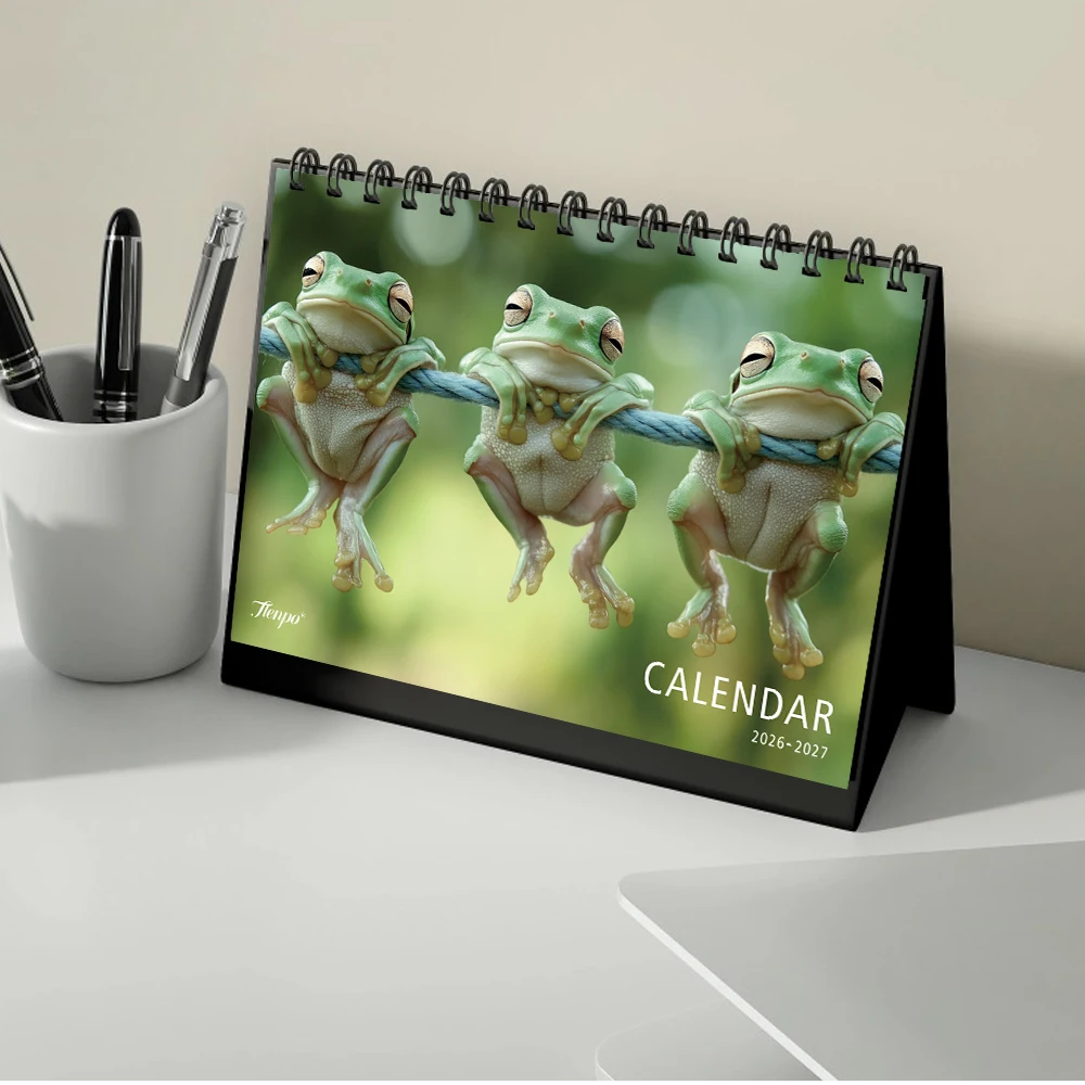 

1pc 2026-2027 Yearly Calendar Frog ,24-Month Monthly Planner Desktop Organizer,Perfect Gift for Birthdays Christmas New Years