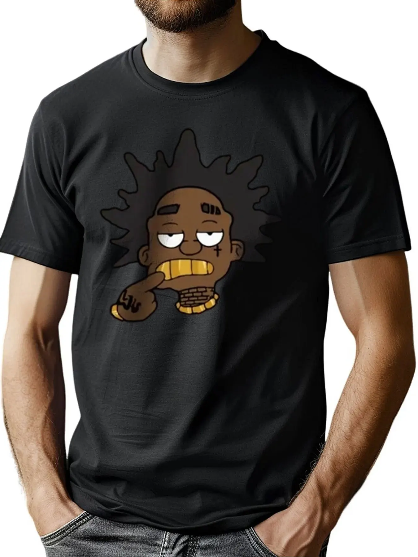 

Humorous JI JI HA HA Print Premium Cotton Blend Crew Neck Tee Skin Friendly Comfort Outdoor Casual Wear Thanksgiving Gift For Fa