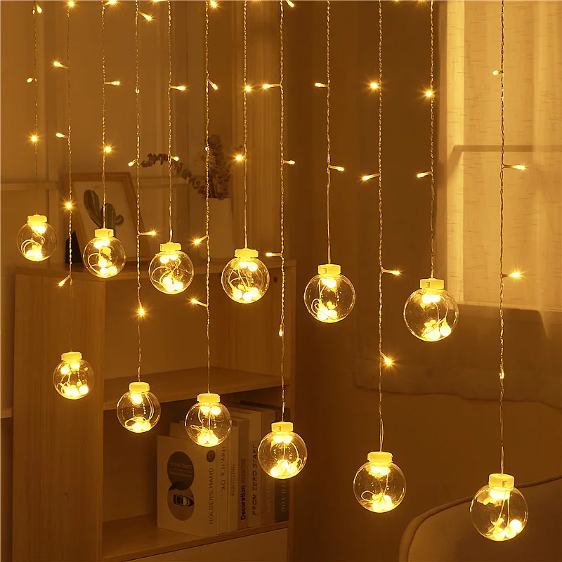 Led Light Curtain Lights Festoon Garland Christmas Decorations New Year\'s Eve Room Holiday Lighting Bedroom String for Living