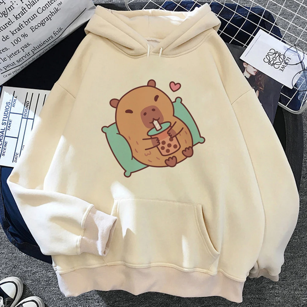 Capybara hoodies ผู้หญิง2023อะนิเมะเสื้อวอร์มขนแกะเสื้อมีฮู้ดกราฟิก