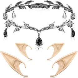 Wróżka Tiara dla kobiet Rhinestone wróżka Pixie Elf uszy nakrycia głowy korona na Halloween średniowieczny Elf bajki Cosplay