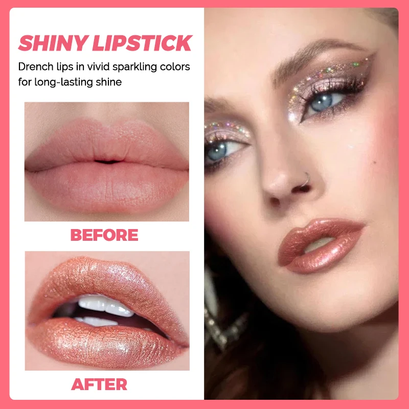 بلسم شفاه لامع يدوم طويلاً مقاوم للماء، لمسة نهائية لؤلؤية لامعة، بلسم شفاه مرطب ناعم، مثالي للاستخدام طوال اليوم #3