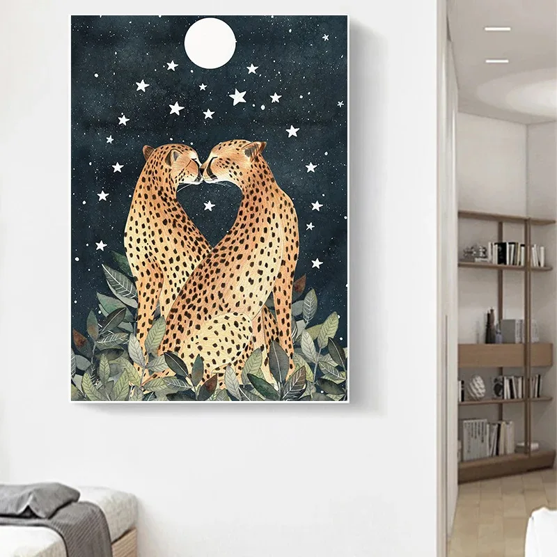Cat Moon Canvas Print Mystic Kitten Whimsical Painting Celestial Nursery Fantasy Night Sky Home Decor Wall Art Cat Lover Gift