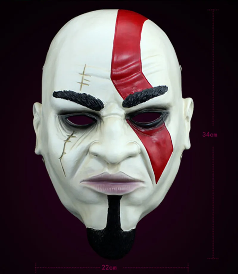 Kratos Mask Full Face Headgear Game Cosplay Halloween Themed Party Dress Up Accessories Adult Man