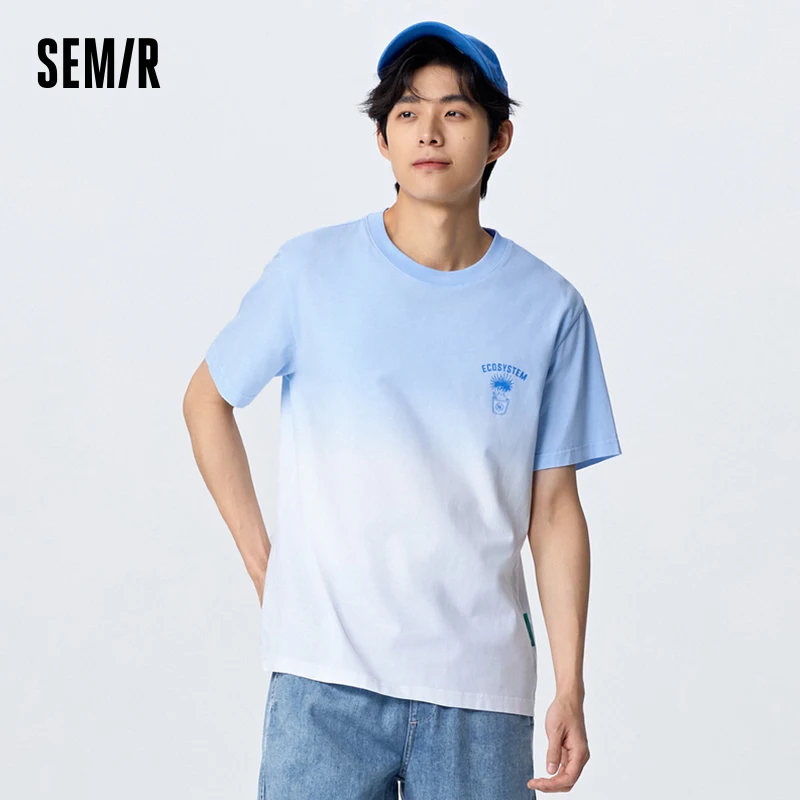 

Semir 2024 Short-Sleeved T-Shirt For Men Summer New Style Comfortable And Fashionable Gradient Round Neck Knitted Top Tee Shirts