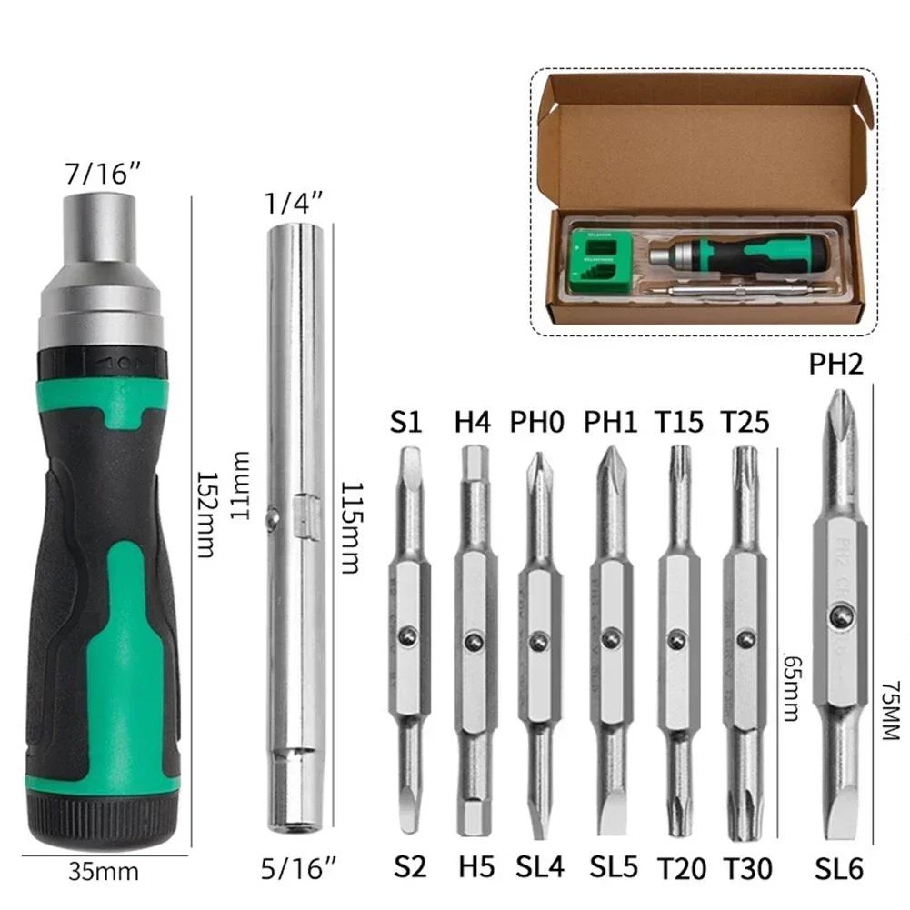 

16-in-1 Magnetic Ratchet Screwdriver Set Cross Slotted Square For Torx Hex Bit For Electrical Installation Carpentry Repair Tool