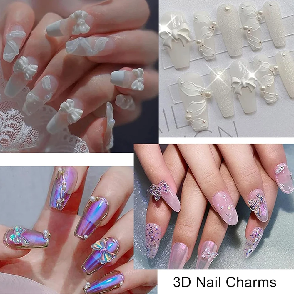 2 Pudełka Mieszanych Mini Diamentów + Kwiatów z Żywicy + Perłowych Ozdób do Paznokci, 12 Przegródek, Różne Rodzaje Akrylowych Kwiatów/Koralików, Elementy do Samodzielnego Wykonania Ozdób do Paznokci