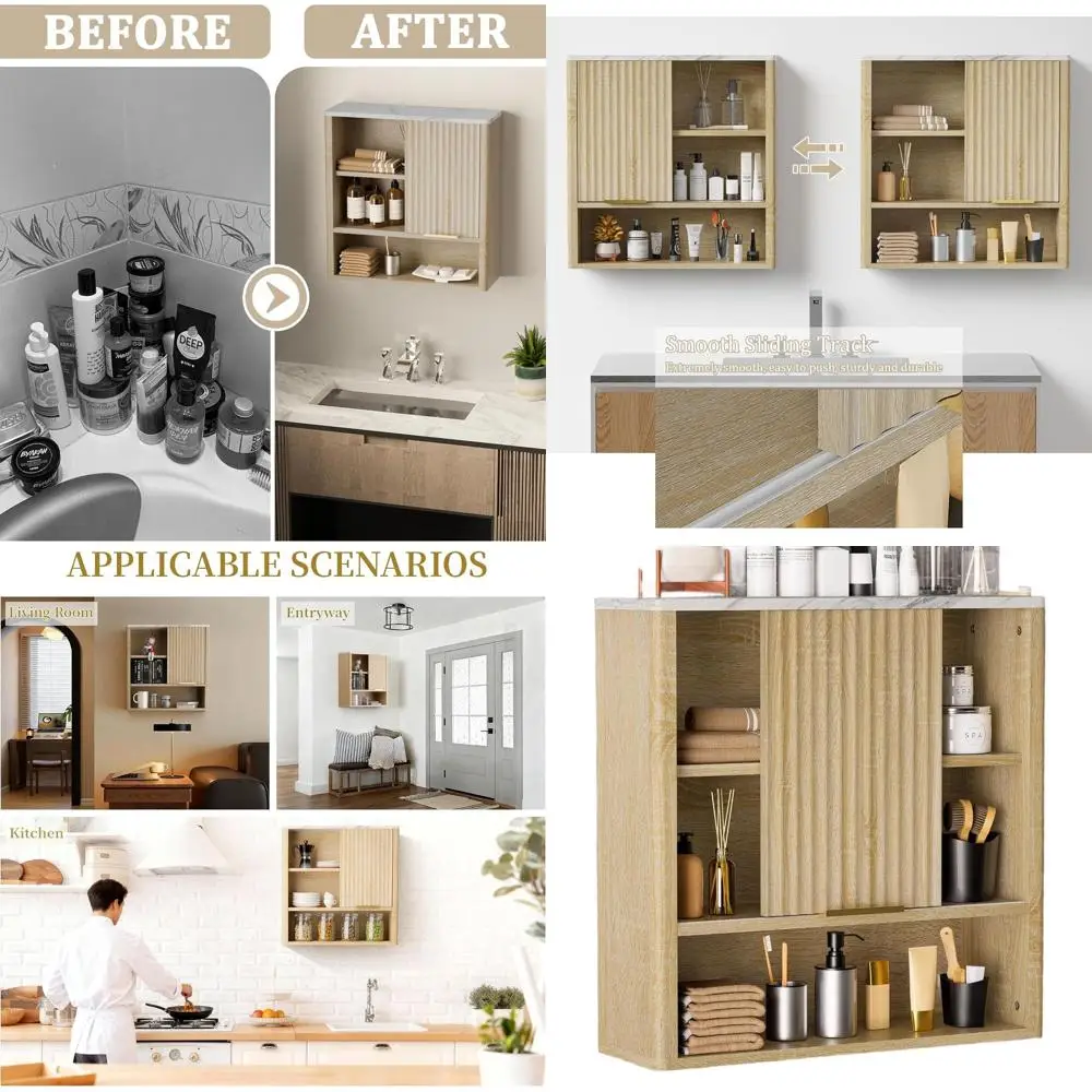 

Деревянный шкаф для хранения над унитазом с регулируемыми полками для ванной, кухни или прачечной