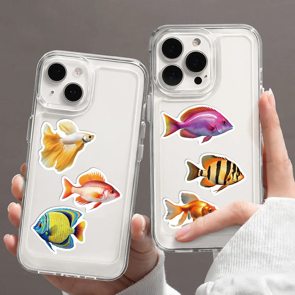 10/30/50PCS Cartoon Colorful Fish Graffiti Sticker Decorative Luggage Phone Case Water Cup Refrigerator Laptop Waterproof Decal