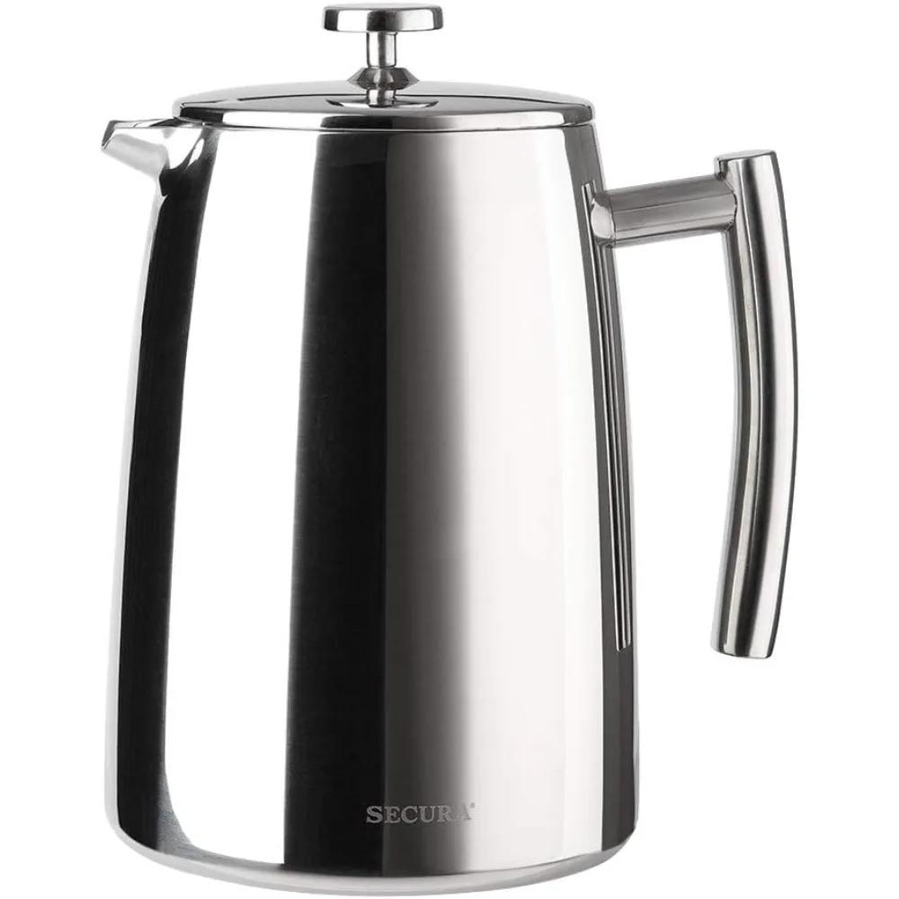 

HOME French Press Coffee Maker, 50-Ounce, 304 Stainless Steel Insulated Coffee Press with Extra Screen