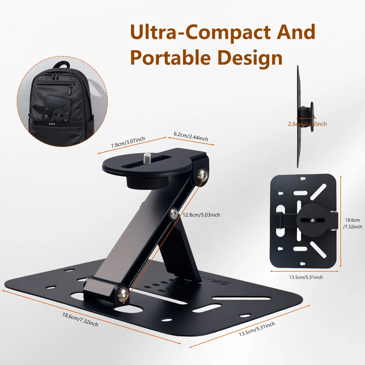 Salange 3-in-1 Projector Mount: Flexible Desk/Ceiling/Wall Installation, 360° Rotation Design, Compatible with 1/4