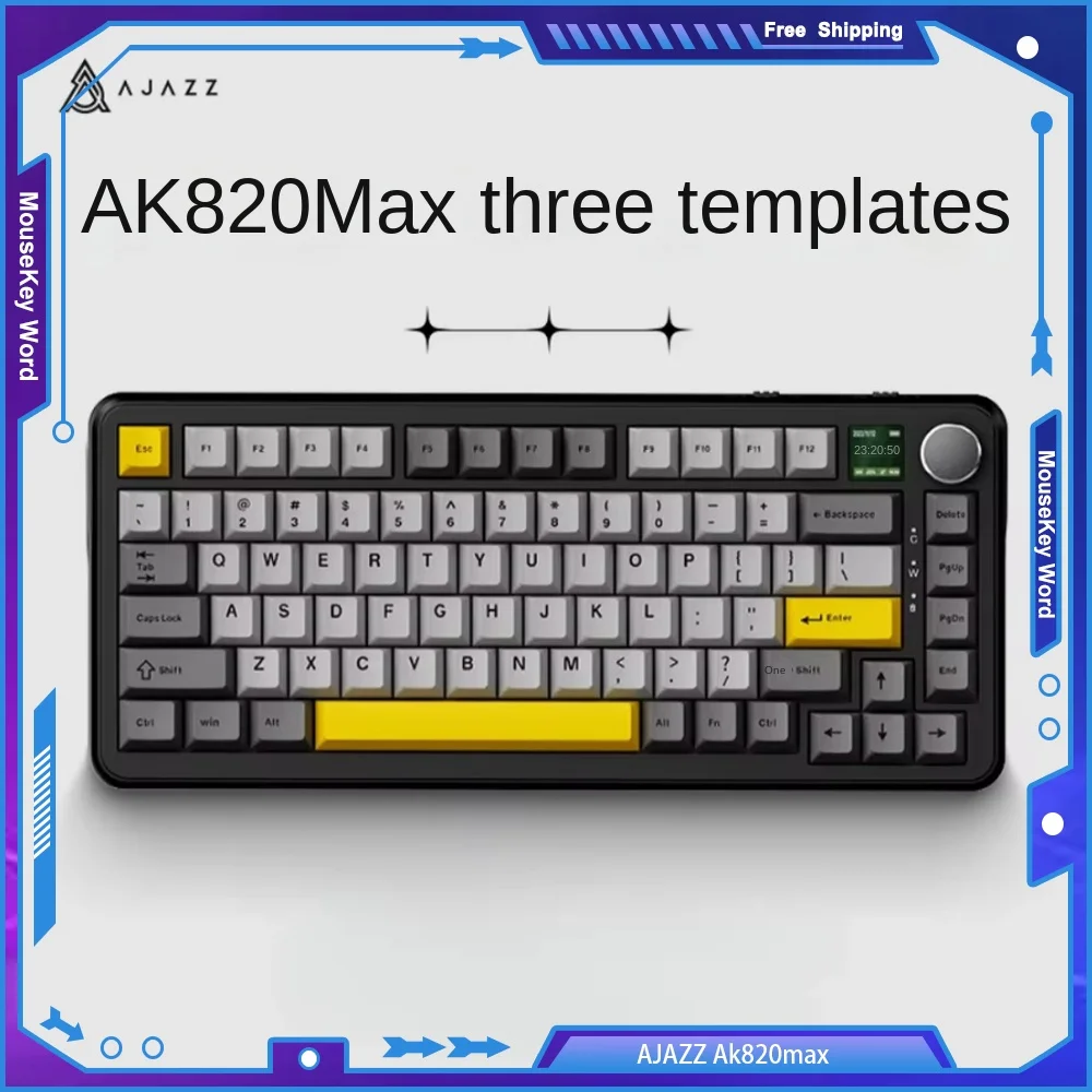 AJAZZ Ak820max Magnetic Shaft Wireless Tri-mode Support Mechanical Keyboard   RT Adjustable Keystroke FPS Gaming with TFT Screen