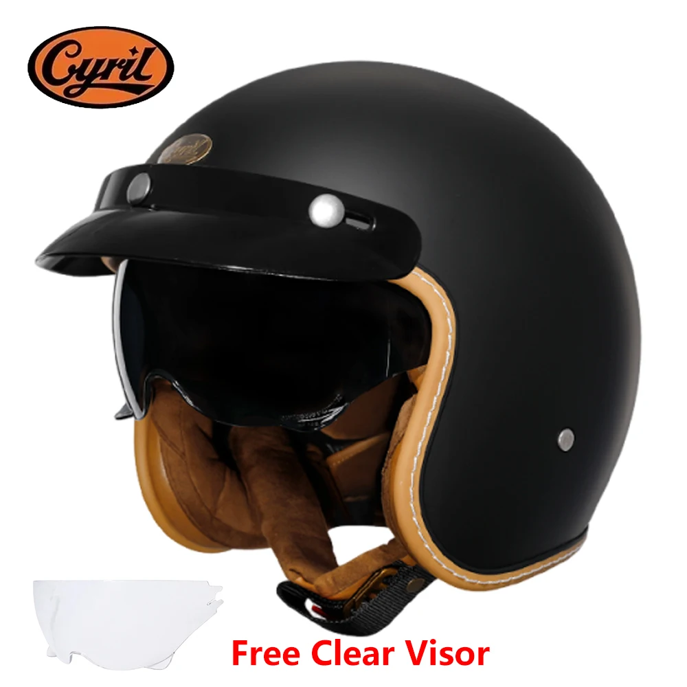 Casco Jet Abierto Vintage para Motocicleta, Ligero, Retro, para Hombre y Mujer, para Scooter Eléctrico, 3/4, Homologado por DOT y ECE