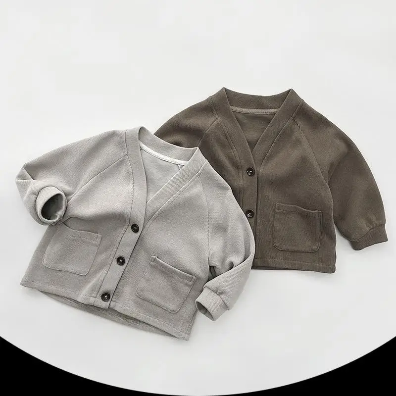 

2025 Spring New Children Long Sleeve Cardigan Coat Infant Vintage Casual Tops Cotton Toddler Versatile Jacket Boys Girls Clothes