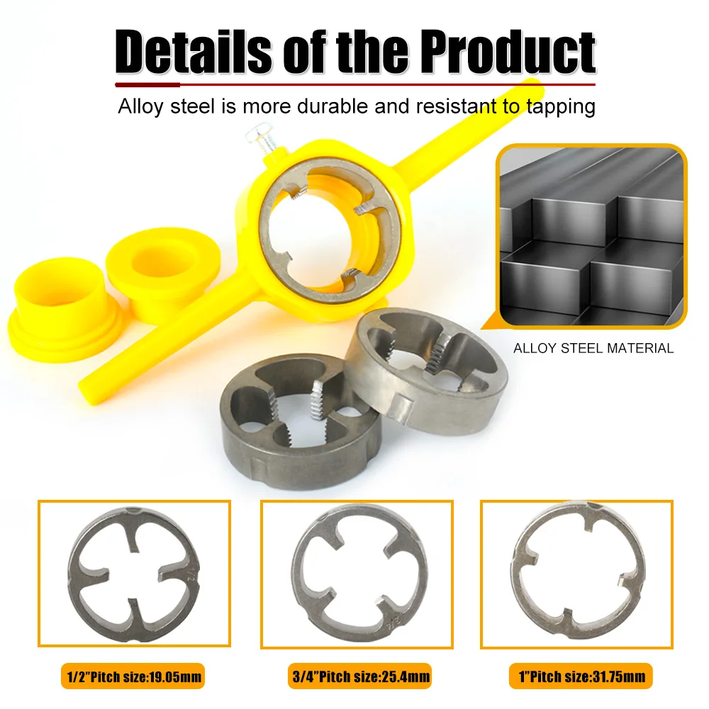 Imagem -04 - Tubo Threader Pvc Thread Maker Tool Npt Die Grupo Adequado para Tubos de Bombas Plastic Pipe Thread Hand Tool 1