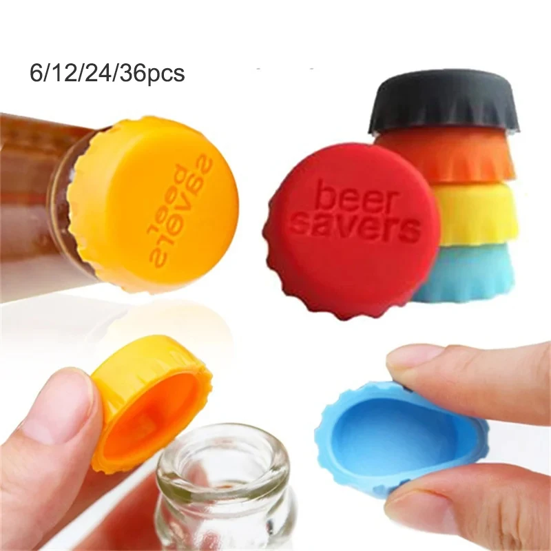 Juego de 6/12 botellas de silicona reutilizables, tapón para mantenimiento fresco, botella, tapón para cerveza y Soda, utensilios para Bar, accesorios para Bar