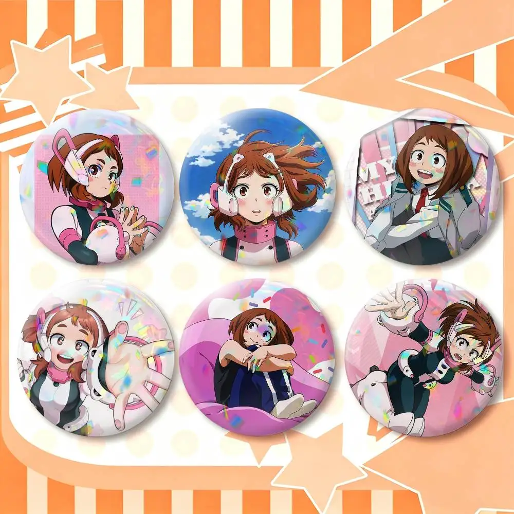 Ochaco Uraraka Japanese Anime  25 32 44 58 75mm Badges Personalized Round Brooches Pins Accessory Gift