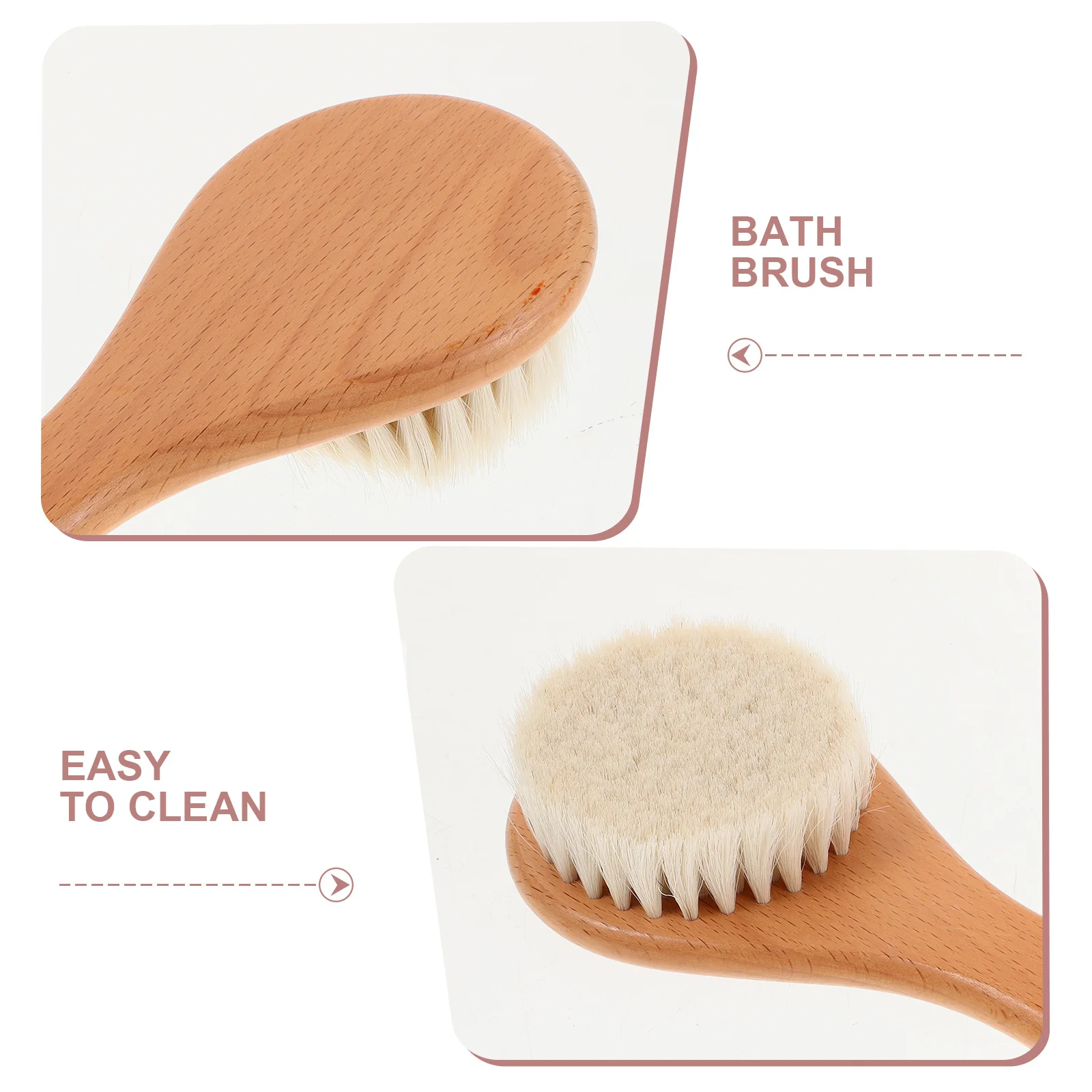 مقبض خشبي فرشاة حمام الطفل شعيرات صوف ناعمة لحديثي الولادة الصغار العناية بفروة الرأس التهيأ التنظيف العميق استخدام متعدد الوظائف #6