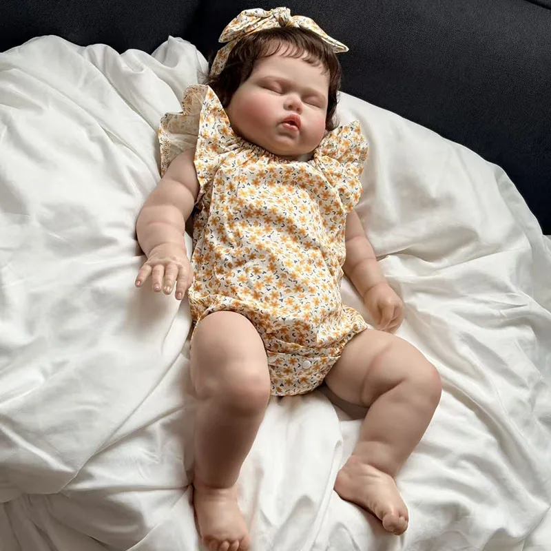24''Reborn Pickle Realistic 3D Painted Lifelike Newborn Toddler Girl Lifelike Baby Dolls with Rooted Hair