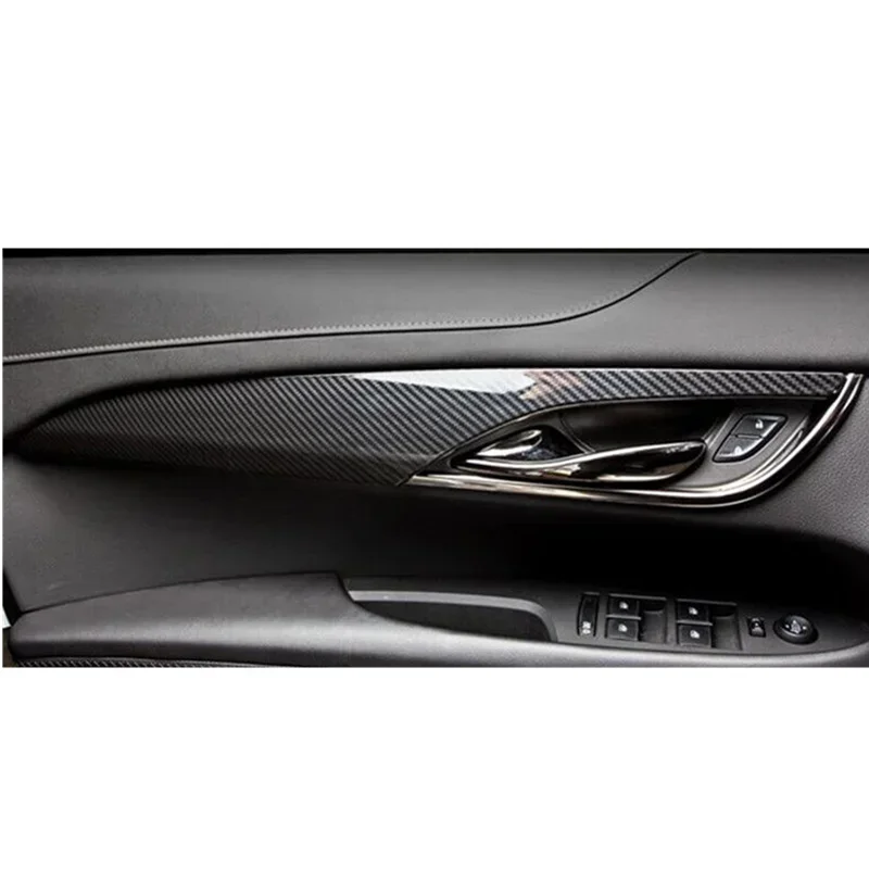 4PCS/Set Car ABS Carbon Fiber Interior Door Panel Cover Trim For Cadillac ATS 2013 2014 2015 2016 2017 2018 2019