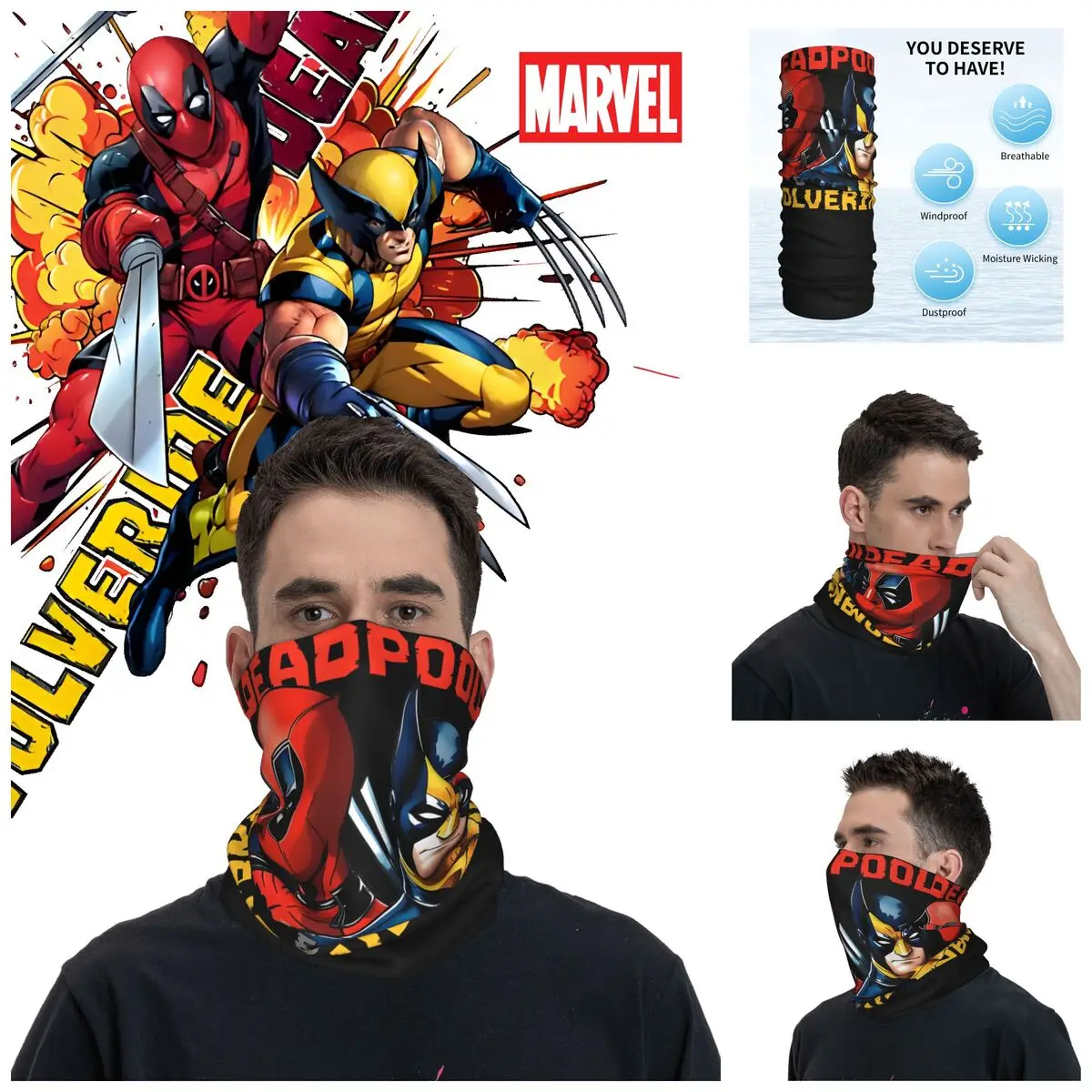 Popular Movies Deadpool & Wolverine Bandana Neck Gaiter Printed Motocross Wrap Scarf Balaclava Cycling Unisex Adult Windproof