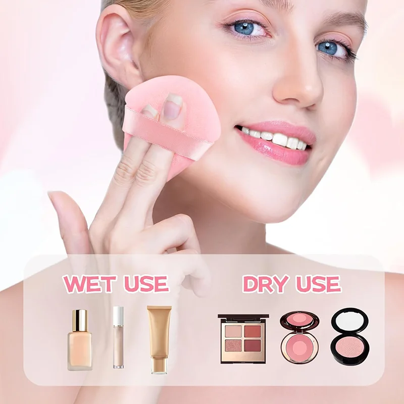 Spugna per trucco triangolare per feste di Natale: applicazione precisa per occhi, naso e viso intero con nastro di raso rosa