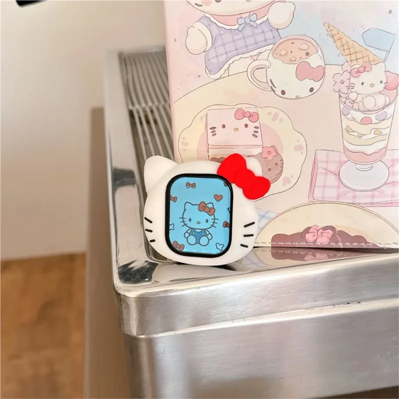 Sanrio Kawaii Cartoon Hello Kitty Case For Apple Watch Sport 1/2/3/4/5/6/7/8/9st Gen S10 S11 Ultra SE 38/45/41/44/42/46/49mm view 6