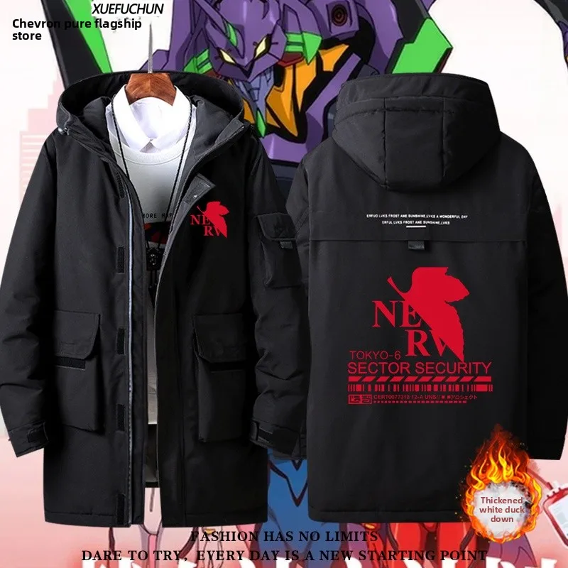 

ex EVA Anime Themed down Jaet Autumn Winter Polyester Fiber Warm Thiened Hooded Coat for Men And Women